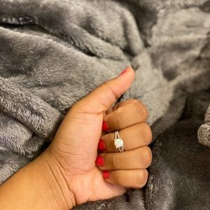 Sterling Silver Opal White Sapphire Ring Size 7